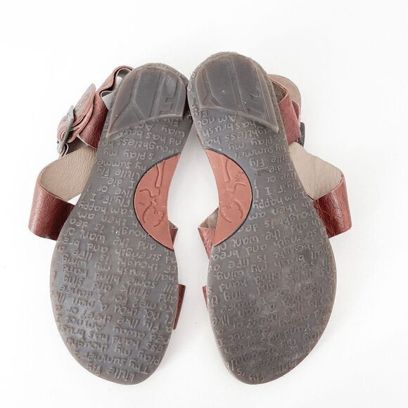 FLY London Womens Ankle Strap Criss Cross Flat Sandals Brown Size 36 - Picture 7 of 7